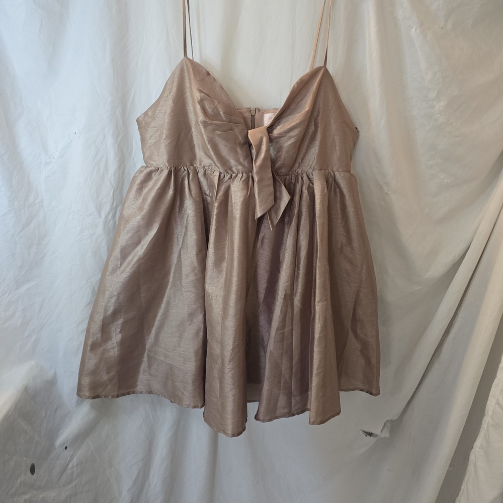 Francesca's + Audrey Parks Stella Strappy Taffeta Dress Sz XL NWT Prom Taupe